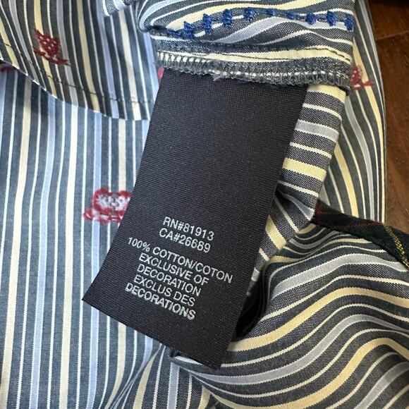 THE FRESHLY LAUNDERED SHIRT by ROBERT GRAHAM Blue Pinstriped Cotton - Picture 8 of 11